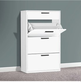 Resim Pramo Mobilya 3 Katlı Çekmeceli Ayakkabılık Beyaz 