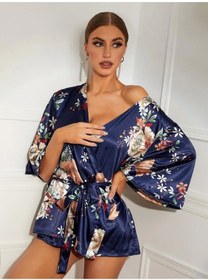Resim Çiçek Desenli Sabahlık 8330 Mavi 