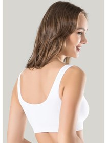 Resim Kadın Beyaz Kalın Askılı Çıkarılabilir Pedli Örme Seamless Dikişsiz Basic Büstiyer Çok Renkli 