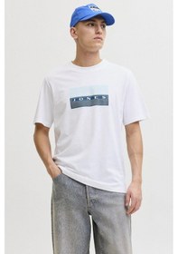 Resim Jack & Jones Jcofusıon Dots Print Erkek Tişört Bisiklet Yaka Kısa Kollu Beyaz 