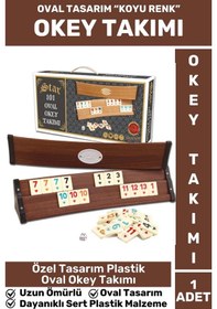 Resim Özel Uzun Ömürlü Dayanıklı Aile Ev Arkadaş Kahve Cafe Oyun Plastik Oval Koyu Renk 101 Okey Takımı 