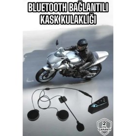 Resim Kask Kulaklığı Motosiklet Intercom Interkom Dinleme Konuşma Özellikli Su Geçirmez 