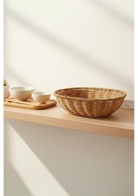 Resim Rattan Piknik Hasır Ekmek Sepeti Meyve Sebze Sepeti Plastik Örme Ahşap 