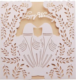 Resim İnci Kağıt İçi Boş Mutlu Düğün Davetiye Kartı Seti 10 Adet Davetiye Tutacağı + 10 Adet İç Sayfa + 10 Adet Zarf + 10 Adet Etiket --beyaz 