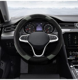 Resim Neevoyu Kabuk Korumalı Deri Direksiyon Kılıfı - Karbon Fiber Stili, Kaymazsız, 37-38 Cm Evrensel Uyum, Gri Gri 