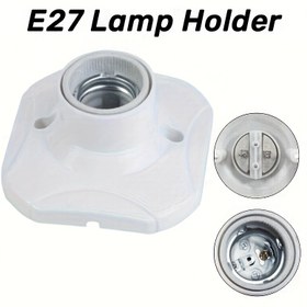 Resim 2 adet E27 Kare Vida Lamba Tutucuları - Beyaz Plastik Düz Montajlı Lamba Tutucuları Metal İçerikler ile, 85-265V, İç Mekan Aydınlatması için Pil Gerektirmez, Lamba Tutucu, Şık Tasarım, Dayanıklı Yapı 