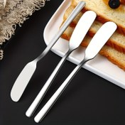 Resim 2 Adet Paslanmaz Çelik Yuvarlak Başlı Tereyağı Bıçağı - Yumuşak Kenar Tasarım Güvenli Sürme, Reçel, Peynir ve Tatlı Sandviçler İçin Uygun - Dayanıklı Taşınabilir Mutfak Aracı, Ev & Dış Mekan Kullanımı, Şık Görünüm 
