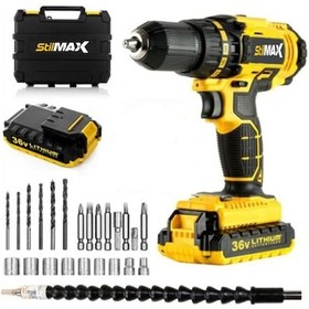 Resim Sitilmax XR365 36 V 5 Ah Darbeli Çift Li-on Akülü Şarjlı Vidalama Matkap + 27 Parça Set 