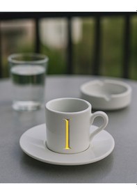 Resim Türk Kahvesi Fincanı Baş Harf Baskılı Beyaz - Altın44 