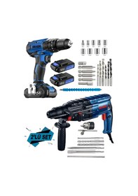 Resim Dragro DRG-eko4258 Mavi Eko 2 Li Set 4200 W Kırıcı Delici Hilti 58 V Setli Şarjlı Matkap 