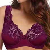 Resim Büyük Beden Kadınlar İçin Tam Kaplama Dantel Sütyen - C/D/E Fincan & Nane Yeşili Çiçekli Kenar, Dolgusuz, Orta Destek ve Zarif Bakım Gerektirmeyen Lingerie (El Yıkaması) 
