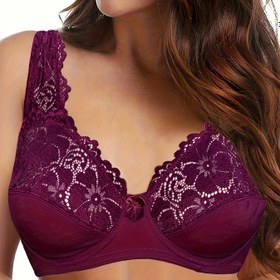 Resim Büyük Beden Kadınlar İçin Tam Kaplama Dantel Sütyen - C/D/E Fincan & Nane Yeşili Çiçekli Kenar, Dolgusuz, Orta Destek ve Zarif Bakım Gerektirmeyen Lingerie (El Yıkaması) 