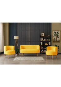 Resim Sydney Modern Koltuk Takımı Modern İskandinav Tarzı Welsoft Yumuşak Kumaş Sarı Sarı 