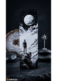 Resim Dolunay Ve İnsan Silüeti Tasarım Kabartma Dokulu Kitap Ayracı - Gece Manzaralı Kitap Aksesuarı 
