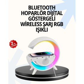 Resim 15W Hızlı Şarj Destekli LED Atmosfer Işığı ve Alarm Fonksiyonlu Lamba 