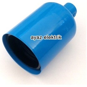 Resim Dekoratif Metal Mavi Lale E27 Duy ve Demir Kablo Kilitli 