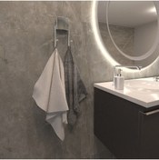 Resim Decorev Dekoratif Yapıştırmalı Banyo Mutfak Metal Iki Kancalı Askı Krom Pratik Vidasız Montaj Dc-4772 