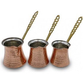 Resim Bakır Kahve Cezvesi 3'lü Set 