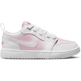 Resim Nike Jordan 1 Low Alt Leather Sneakers Hakiki Deri Bantlı Cırtlı Kız Çocuk Spor Ayakkabı Beyaz Pembe Pembe 