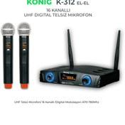 Resim König K-312 Çift El 16 Kanal Uhf Telsiz Mikrofon 