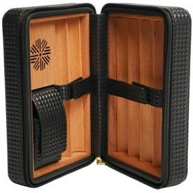 Resim Premiumquality Siyah-kırmızı Deri Seyahat Humidor Puro Kutusu 