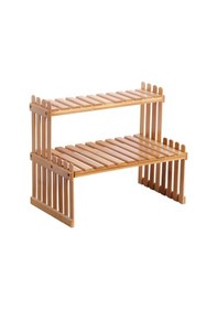 Resim Springsun 2 Katmanlı Bambu Bitki Rafı - Balkon, Oturma Odası Ve Çocuk Odası İçin Pratik Depolama Çözümü 