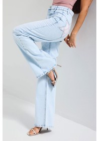 Resim Itsbasic Kadın Ice 4s6-3 Straight Fit Cep Yıldız Detaylı Özel Tasarım Denim Jean Buz Mavi 