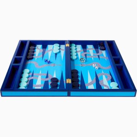 Resim Eden Lüks Backgammon, Dekoratif Tasarım Tavla Seti - Mavi 