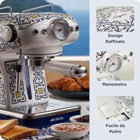 Resim Esmo Home Ariete Capri Espresso Kahve Makinesi 1389/1C - Maxi Cappuccino Cihazı, Süt Köpürtme Başlığı, 850 Watt, 0,9 Litre Çıkarılabilir Su Tankı, Çıkarılabilir Damlama Tepsisi ve Bardak Tutucu 