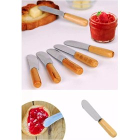 Resim Macgon 6 Adet Tereyağı Reçel Çikolata Sürme Bıçağı Bambu Saplı Kahvaltılık 