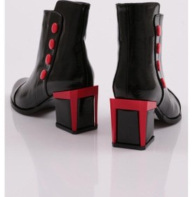 Resim Dgn 725-22k Kadin Aksesuar Detayli Topuklu Bot 725-1922-R1645 Siyah Rugan 