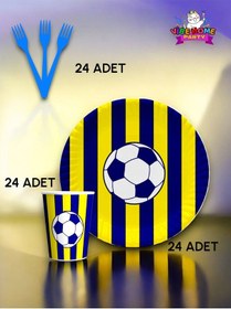 Resim 24 Kişilik Sarı Lacivert Taraftar Süper Eko Seti - Doğum Günü Parti Ve Eğlenceli Etkinlikler 7 