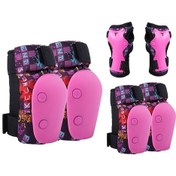 Resim 6'sı 1 Arada Çocuk Bisiklet Pedleri Seti Diz Pedleri Dirsek Pedleri Bilek Koruyucuları Spor Koruyucu Ekipman Seti Bisiklet Kaykay Paten Pembe 