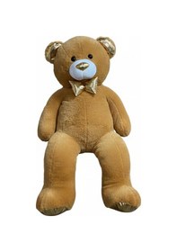 Resim Parlak Papyonlu Peluş Ayı 100 Cm 27105 Kahverengi Çok Renkli 