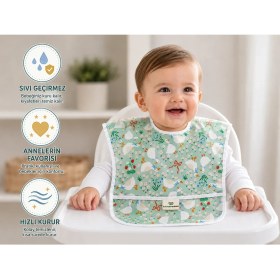 Resim Lulunun Renkleri Kısa Kollu Sıvı Geçirmez Bebek Mama Önlüğü Su Tutmaz Cepli Beslenme Önlüğü 