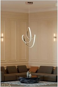 Resim Lambadar Badem Model Tekli Modern Sarkıt Led Beyaz Işık Ultrapower Led Avize Salon Mutfak Oda Hol Ledli Avize Gold Tek Ebat 30 X 70 0015-Badem-Gold-Sarkit 