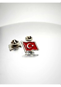 Resim 2 Adet Türk Bayrağı Gold&gümüş Yaka Rozeti 1772 Çok Renkli 