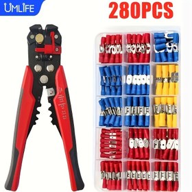 Resim 280 adet UMLIFE Spade Crimp Terminalleri, 5'li Tel Çırpıcı ile, İzole Bakır Bağlayıcılar, Otomotiv ve Ev Elektrik Bağlantıları için Kullanımı Kolay, Araba Elektrik Terminalleri, Şarj Edilmemiş, Bakır Kontaklar ile, Başlangıç Versiyonu için 