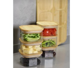 Resim Ekinci Home Mien 6'lı Vakumlu Bambu Kapak Cam Kahvaltılık 