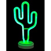Resim Neon Işıklı Kaktüs Masa Gece Lambası Pil+Usb 