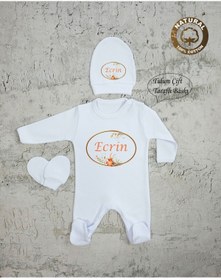 Resim yzc home size dair... Tk40 Isimli Kız Bebek Tulum Şapka Eldiven Set 