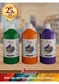 Resim Red Rose Yeşil-mor-turuncu Akrilik Boya 3'lü Set 3 x 1 KG 