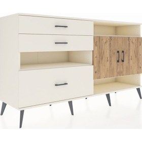 Resim Hyperion Konsol 4 Raflı 3 Çekmeceli 2 Kapaklı 176x44x99 Aytaşı-çam/aytaşı Aytası/atlas Çam - Aytası 
