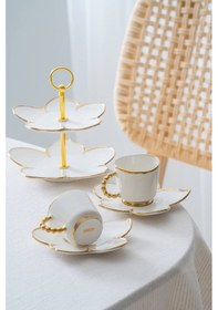 Resim Acar Joyce 2 Kişilik Standlı Kahve Fincan Takımı Gold - 90 Ml Beyaz/gold 
