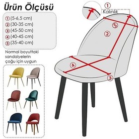 Resim Tuğla Desen Oval Sandalye Kılıfı, Sandalye Örtüsü 6 Adet Vizon Vizon 