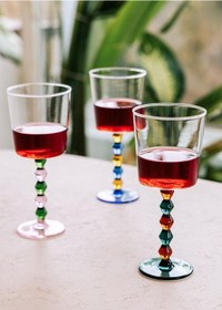 Resim The Mia Bead Şarap Kadehi Yeşil 300 Ml Şeffaf 