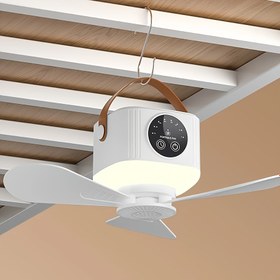 Resim USB Şarj Edilebilir Taşınabilir LED Aydınlatmalı Dış Mekan Fanı, Uzun Süreli Kullanım için Büyük Batarya Kapasiteli, Yüksek Hızlı Soğutma Kişisel Fan, Yaz Kampı İçin Temel Araç 