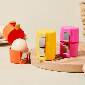 Resim Taşınabilir Yumurta Kabuğu Sökücü - 3 Renk (Turuncu, Sarı, Pembe) - Ergonomik Saplı Dayanıklı Plastik Yumurta Kırıcı, Kabı Geride Bırakmaz, Sert Haşlanmış Yumurtalar İçin Kompakt Mutfak Aleti 