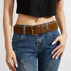 Resim 1 adet Vintage Kahverengi Geniş Bel Kemer ile Altın Toka - Şık, Kotlar, Etekler, Günlük ve Resmi Giysiler, Günlük Seyahat, Hafta Sonu Aktiviteleri ve Şenliklerde Mükemmel, Günlük Moda Aksesuarı | Vintage Tarzı Bel | Dayanıklı Günlük Giyim, Bel Kemer 