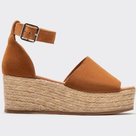 Resim Elle Shoes Taba Deri Kadın Dolgu Topuklu Sandalet 